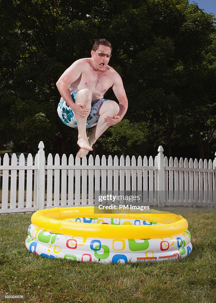 Canon ball into kiddie pool