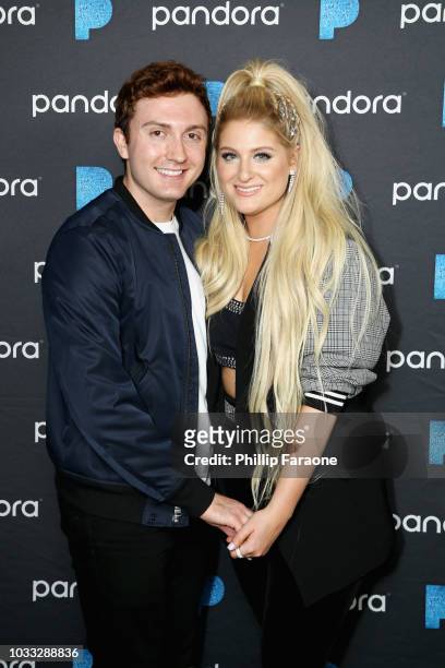 Daryl Sabara and Meghan Trainor attend the Pandora Presents: Pop Coast Hits Featuring Meghan Trainor, Bebe Rexha, Why Don't We, And Madison Beer at...