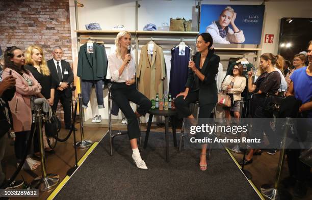 Lena Gercke and Miriam Amro speak during the Style talk at the #LenaForEsprit Collection Launch - Grazia x Esprit on September 14, 2018 in...