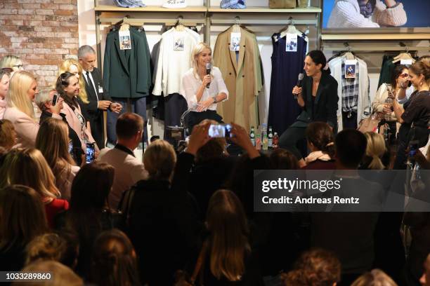 Lena Gercke and Miriam Amro speak during the Style talk at the #LenaForEsprit Collection Launch - Grazia x Esprit on September 14, 2018 in...