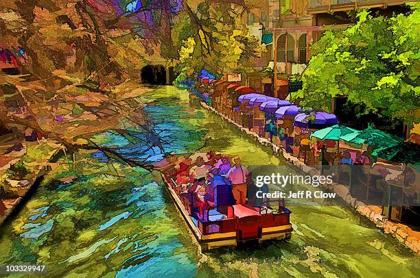 san antonio riverwalk - san antonio river walk stock illustrations