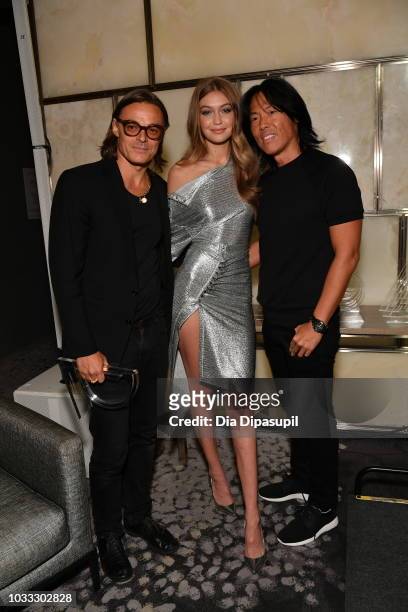 Mario Sorrenti, Gigi Hadid and Stephan Gan attend Daily Front Row's Fashion Media Awards on September 6, 2018 in New York City.