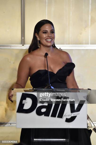 Ashley Graham speaks on stage at Daily Front Row's Fashion Media Awards on September 6, 2018 in New York City.