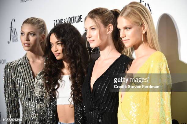 Devon Windsor, Shanina Shaik, Hannah Ferguson, and Caroline Lowe attend Daily Front Row's Fashion Media Awards on September 6, 2018 in New York City.