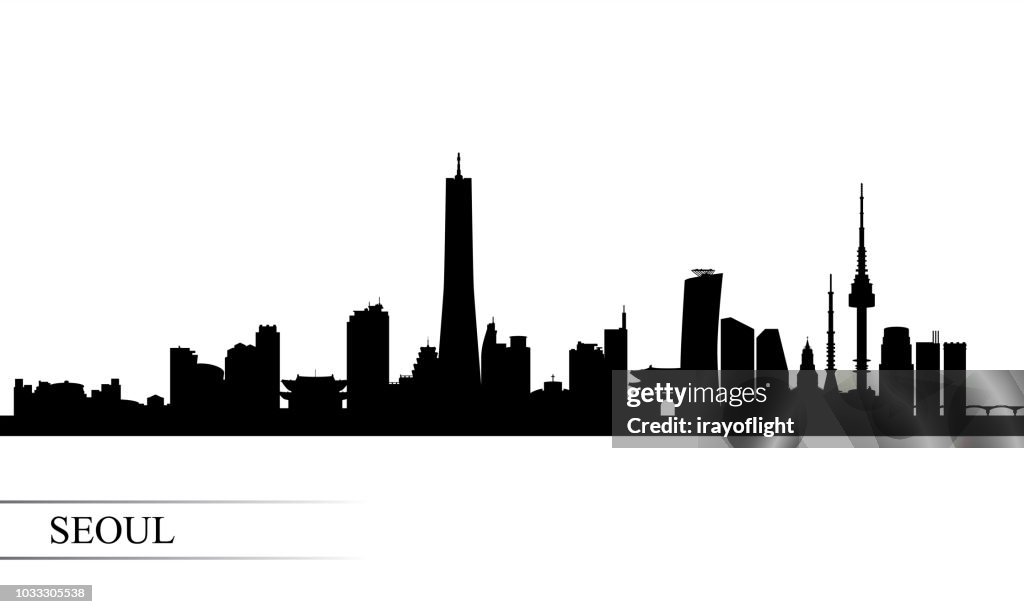 Seoul city skyline silhouette background
