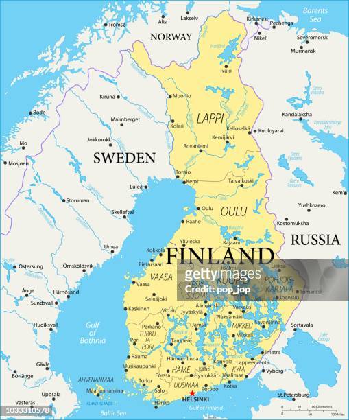 karte von finnland - vektor - finnland stock-grafiken, -clipart, -cartoons und -symbole