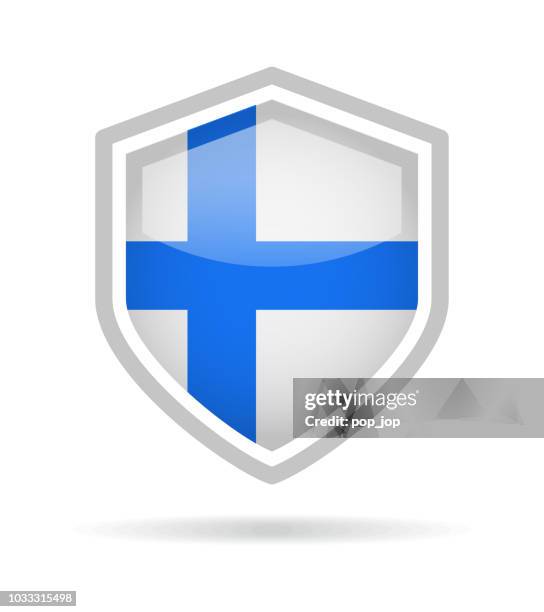 finland - shield flag vector glossy icon - helsinki stock illustrations