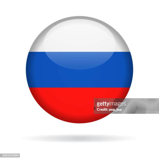 russia - round flag vector glossy icon - russian culture stock illustrations
