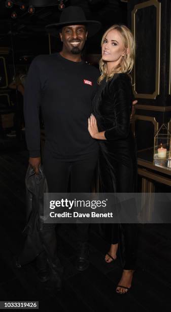 Mason Smillie and Charli Fisher attend an after party celebrating the Pam Hogg catwalk show during London Fashion Week September 2018 at Kadie's on...