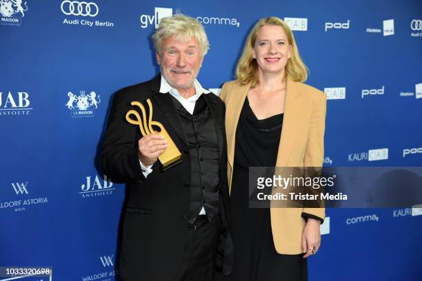 Caroline Peters and Joerg Schuettauf attend the Deutscher Schauspielpreis 2018 at Zoo Palast on September 14, 2018 in Berlin, Germany.