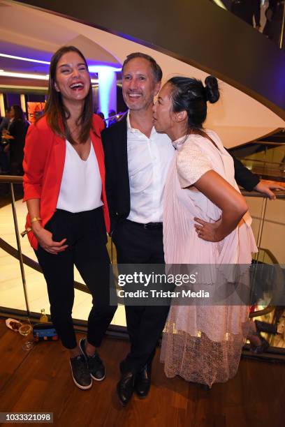 Susan Hoecke, Benno Fuermann and Minh-Khai Phan-Thi attend the Deutscher Schauspielpreis 2018 at Zoo Palast on September 14, 2018 in Berlin, Germany.