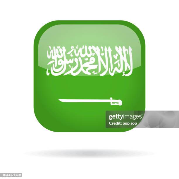 saudi arabia - square flag vector glossy icon - riyadh stock illustrations