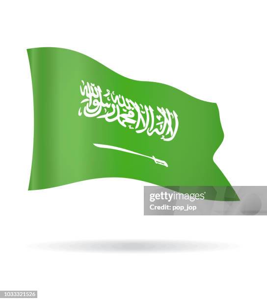 saudi arabia - flying banner flag vector glossy icon - riyadh stock illustrations