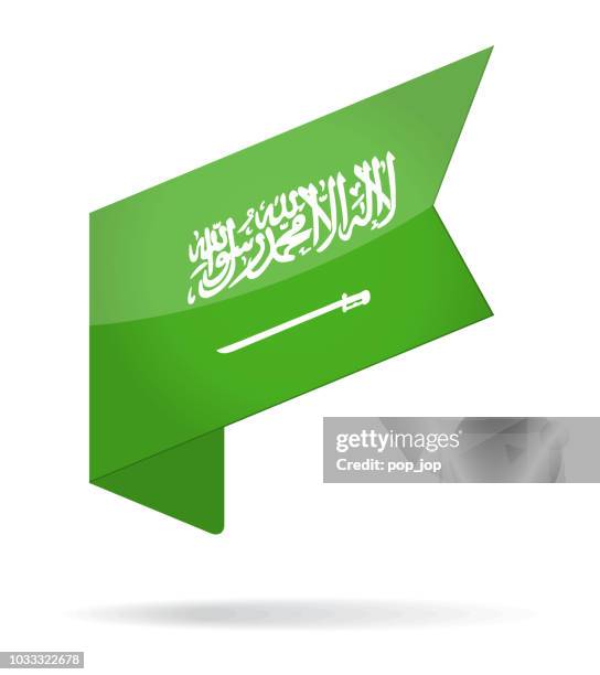 saudi arabia - isometric label flag vector glossy icon - riyadh stock illustrations