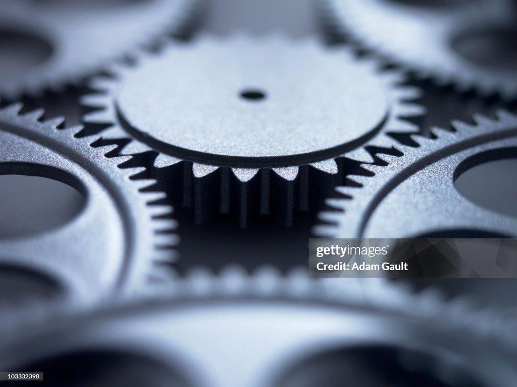 Close up of metal cogs