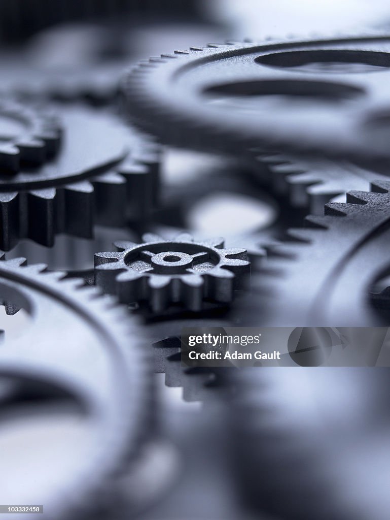 Close up of metal cogs