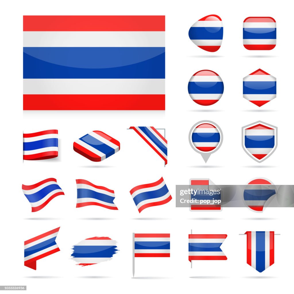 Thailand - Flag Icon Glossy Vector Set