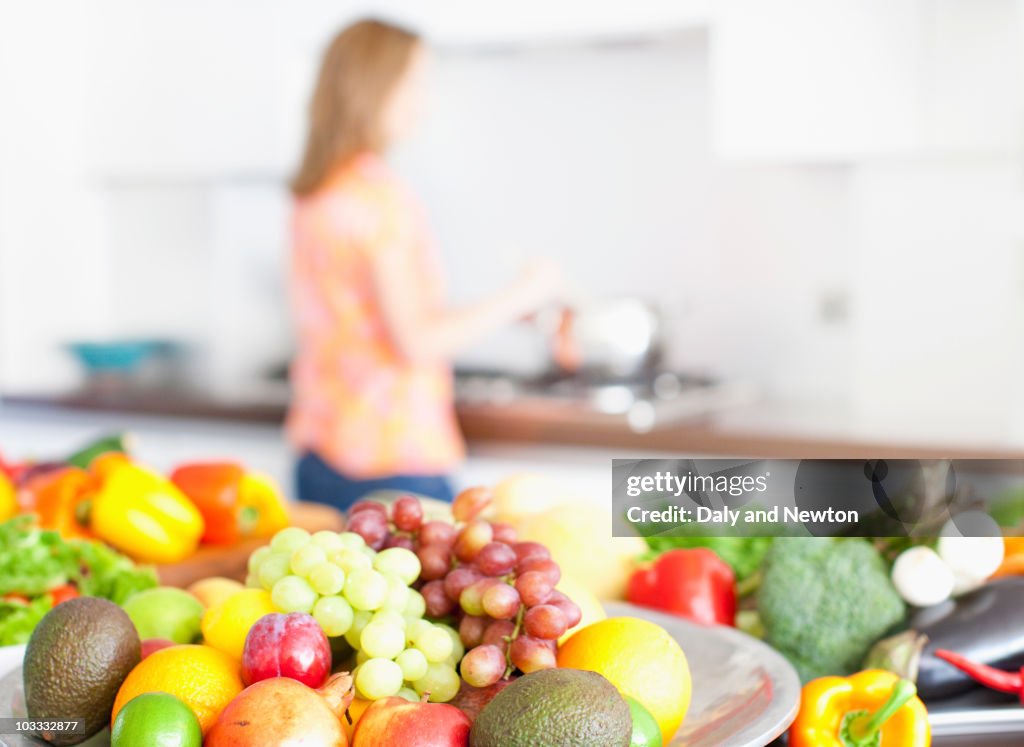 Bowl of fruit in kitchen