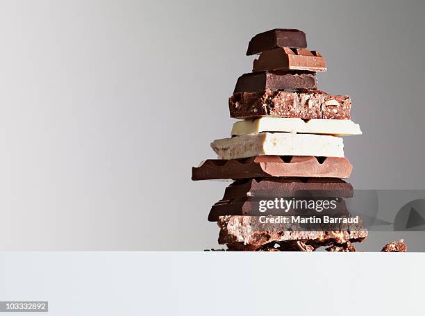 stack of chocolate bars - milk chocolate stock pictures, royalty-free photos & images