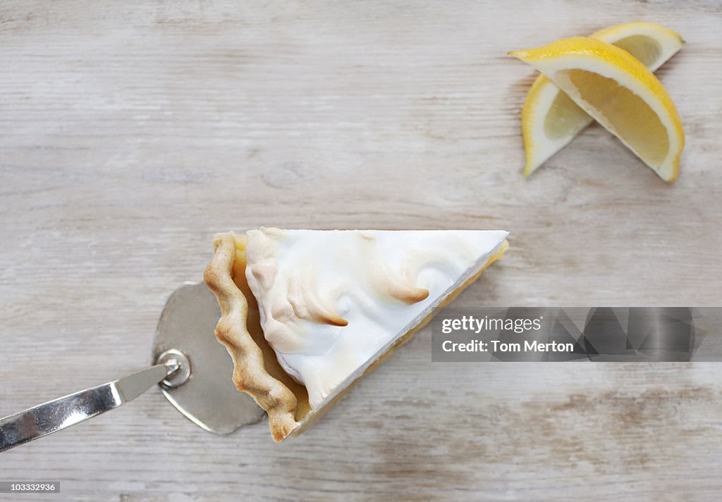 Slice of lemon meringue pie