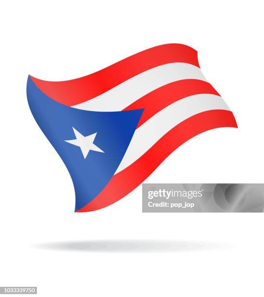 ilustrações de stock, clip art, desenhos animados e ícones de puerto rico - flying flag vector glossy icon - bandeira de porto rico