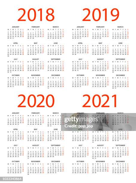 Calendars 2018 2019 2020 2021 Black Red American International
