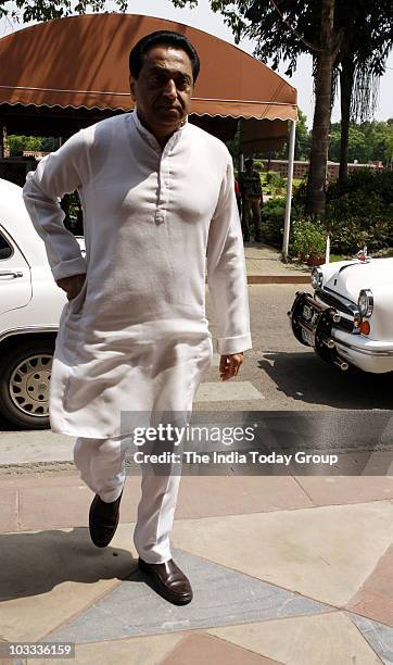 Union Road Transport and Highways Minister Kamal Nath arrives to attend the Parliament session in New Delhi on Tuesday, August 10, 2010.