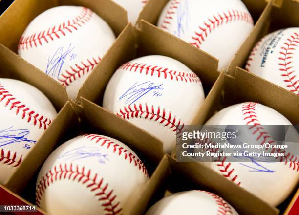 Baseballs signed by Angel Howie Kendrick to be used in a charity fundraiser on Saturday, June 21, to raise money for Special Olympics Southern...