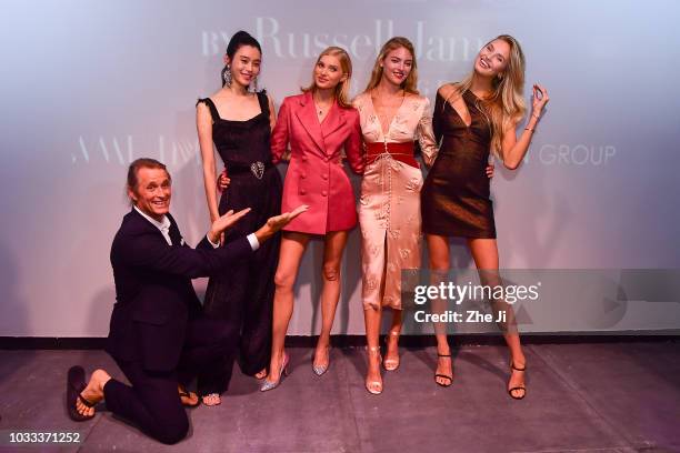 Russell James,Model Ming Xi,Model Elsa Hoskand,Model Martha Hunt and Model Romee Strijd attend the Backstage Secrets By Russell James Beijing Exhibit...