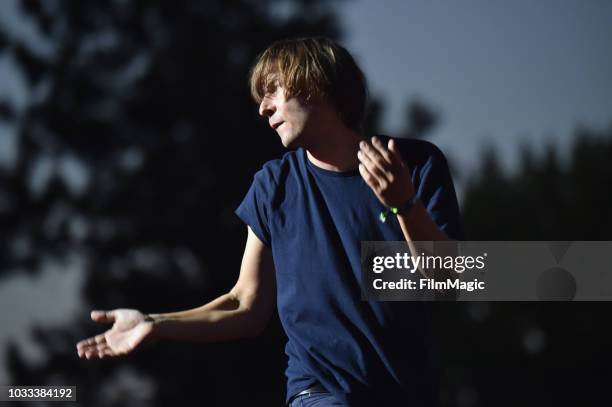 Thomas Mars of Phoenix performs on the Scissor Stage during day 1 of Grandoozy on September 14, 2018 in Denver, Colorado.