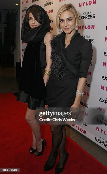 Actress Samaire Armstrong and Kendra Krull attend a party for the Drew Barrymore NYLON cover at The London Hotel on August 10, 2010 in West...