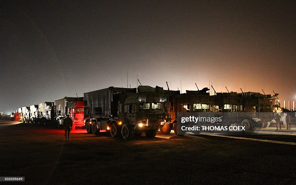 Forty British military trucks are gather