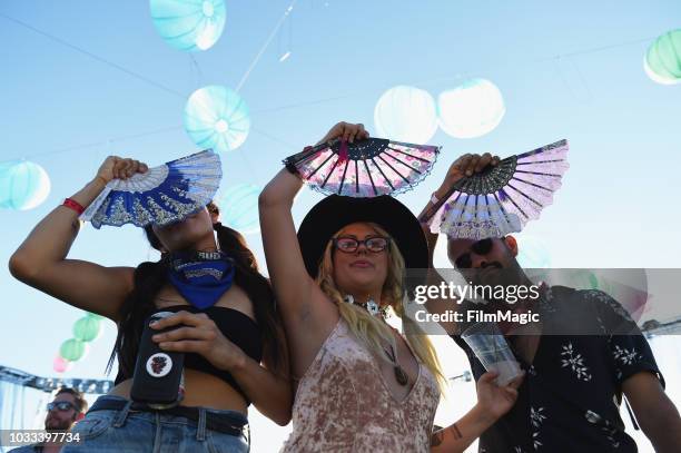 Festivalgoers attend the Kim Ann Foxman performance in The Break Room during day 1 of Grandoozy on September 14, 2018 in Denver, Colorado.