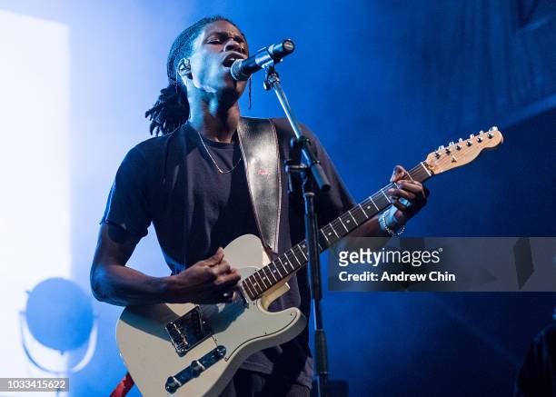 Singer-songwriter Daniel Caesar performs on stage during day 2 of the 11th Annual Rifflandia Festival at Royal Athletic Park on September 14, 2018 in...