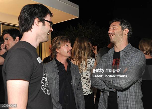 Bill Hader, David Spade and Judd Apatow attend an event celebrating the September issue of Details magazine at a private residence on August 10, 2010...