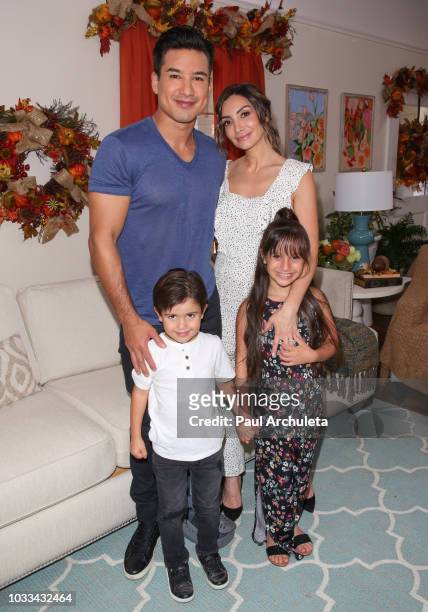 Mario Lopez and Courtney Lopez with their children Dominic Lopez and Gia Lopez visit Hallmark's "Home & Family" at Universal Studios Hollywood on...