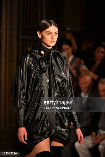 Model walks the runway at the Pam Hogg show during London Fashion Week September 2018, London on September 14, 2018.