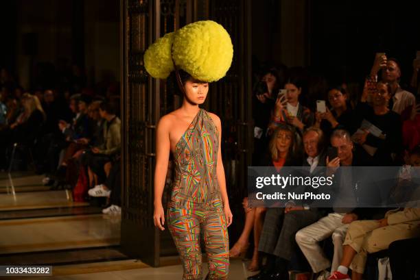 Model walks the runway at the Pam Hogg show during London Fashion Week September 2018, London on September 14, 2018.