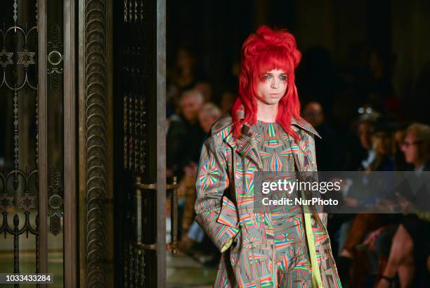 Model walks the runway at the Pam Hogg show during London Fashion Week September 2018, London on September 14, 2018.