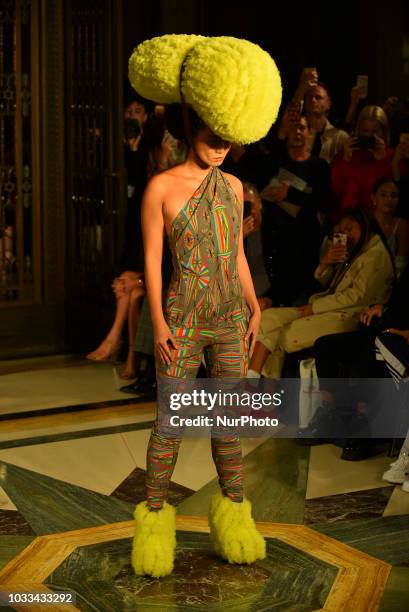 Model walks the runway at the Pam Hogg show during London Fashion Week September 2018, London on September 14, 2018.