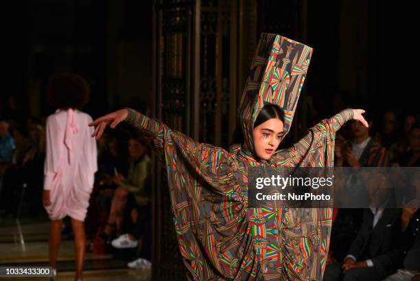 Model walks the runway at the Pam Hogg show during London Fashion Week September 2018, London on September 14, 2018.