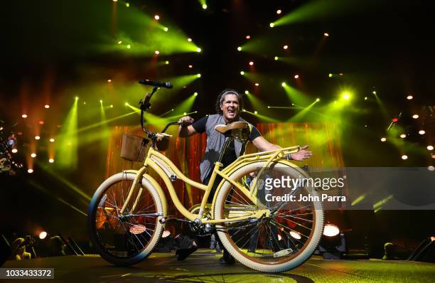 Carlos Vives is seen performing during the Vives Tour Opener at Amway Center Orlando on September 14, 2018 in Orlando, Florida.