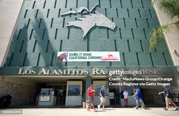 The Los Alamitos Race Course, where California Chrome is headquartered, holds a party on Saturday to watch Chrome race for the Triple Crown in the...