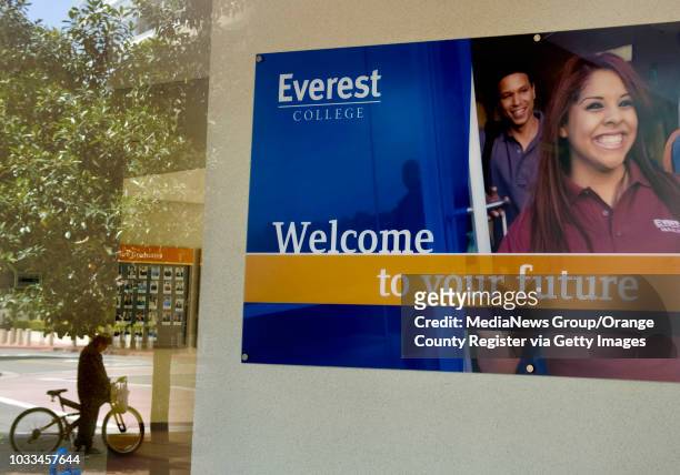 Corinthian Shuts All Campuses, including Everest in Santa Ana, where a poster inside the building invites students to a bright future. Corinthian...