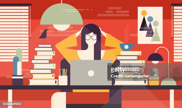 woman working in the office - file clerk stock illustrations
