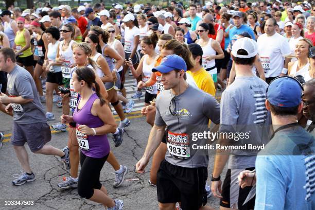 Jake Pavelka from "The Bachelor" prepares to run in the 2nd Annual Rock N Roll Chicago 1/2 Marathon on Columbus Drive in Chicago, Illinois on AUG 01,...