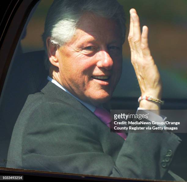 Staff Photo: SCOTT VARLEY - Former President Bill Clinton arrives at Riviera Lutheran Hall School with his nephew Tyler Clinton for Tyler's 8th grade...