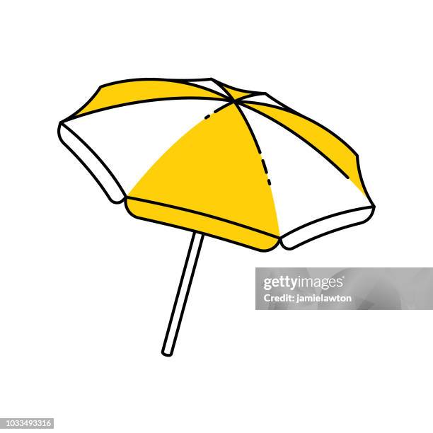 illustrazioni stock, clip art, cartoni animati e icone di tendenza di ombrellone open outline - ombrellino