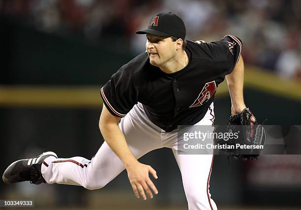 Relief pitcher Aaron Heilman of the Arizona Diamondbacks pitches against the San Diego Padres during the Major League Baseball game at Chase Field on...