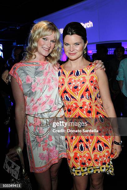 Actresses Nicholle Tom and Heather Tom attend the BlackBerry Torch from AT&T U.S. Launch Party on August 11, 2010 in Los Angeles, California.